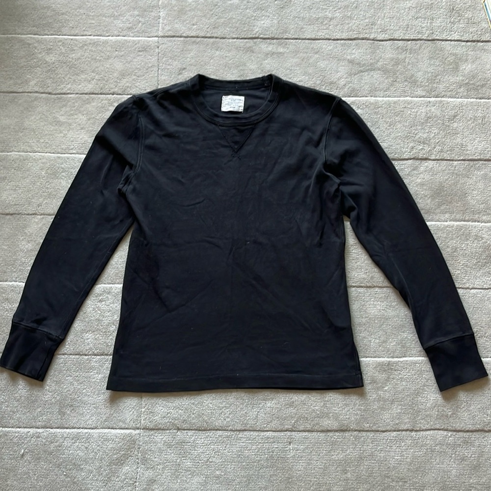 BUCK MASON Black long sleeved cotton tee size small